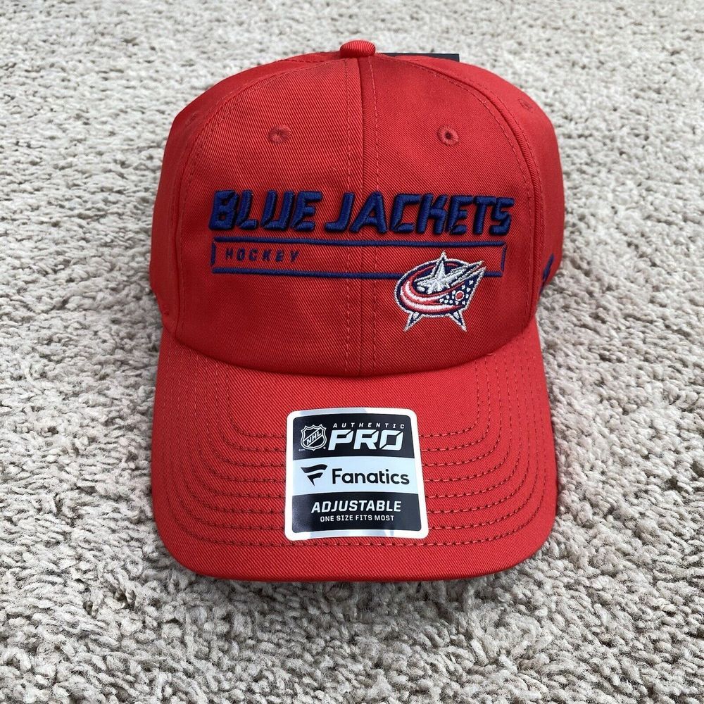 Columbus Blue Jackets Hat NHL Mens Red‎ Pro Rinkside Adjustable Fanatics Cap NWT